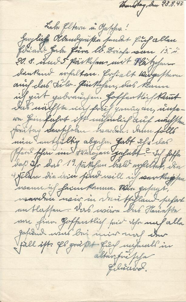 Brief vom 28. August 1943