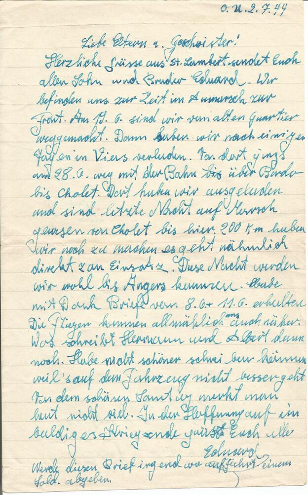 Brief vom 2. Juli 1944