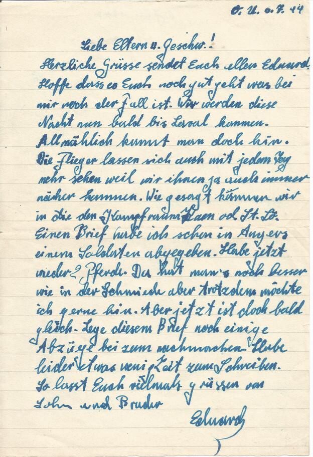 Brief vom 6. Juli 1944