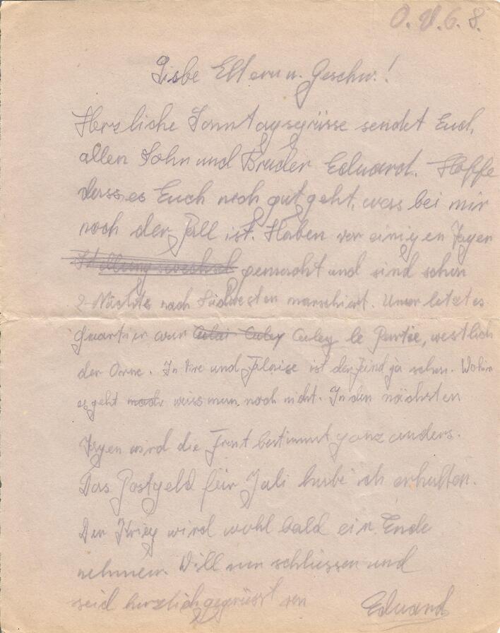 Brief vom 6. August 1944