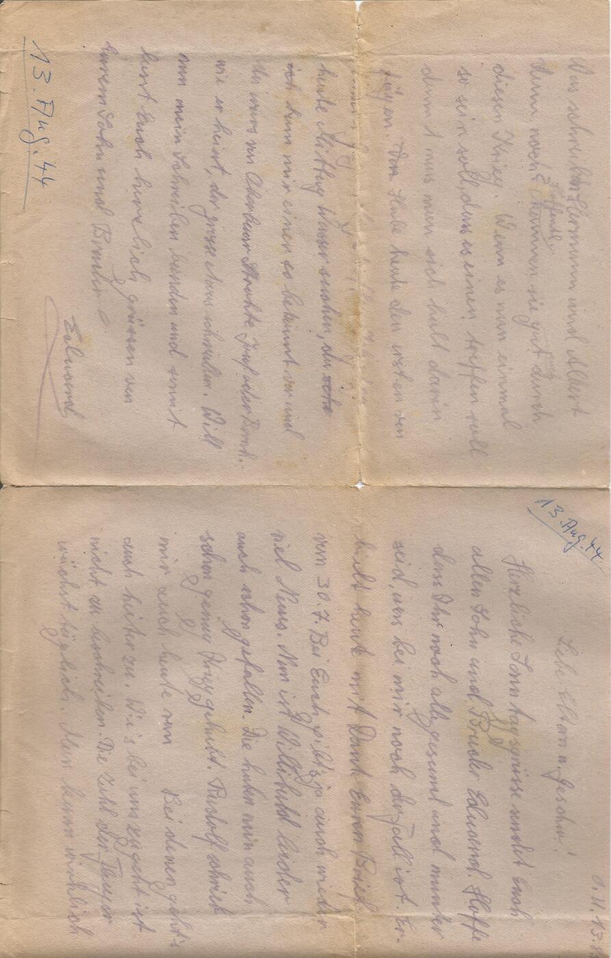 Brief vom 13. August 1944