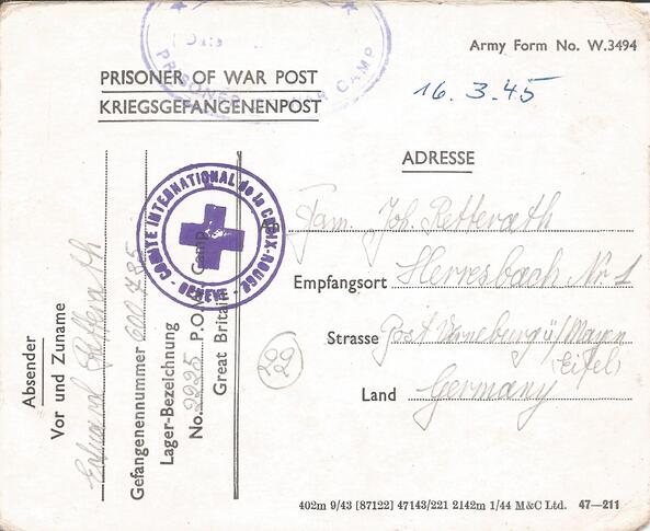 Brief vom 16. März 1945