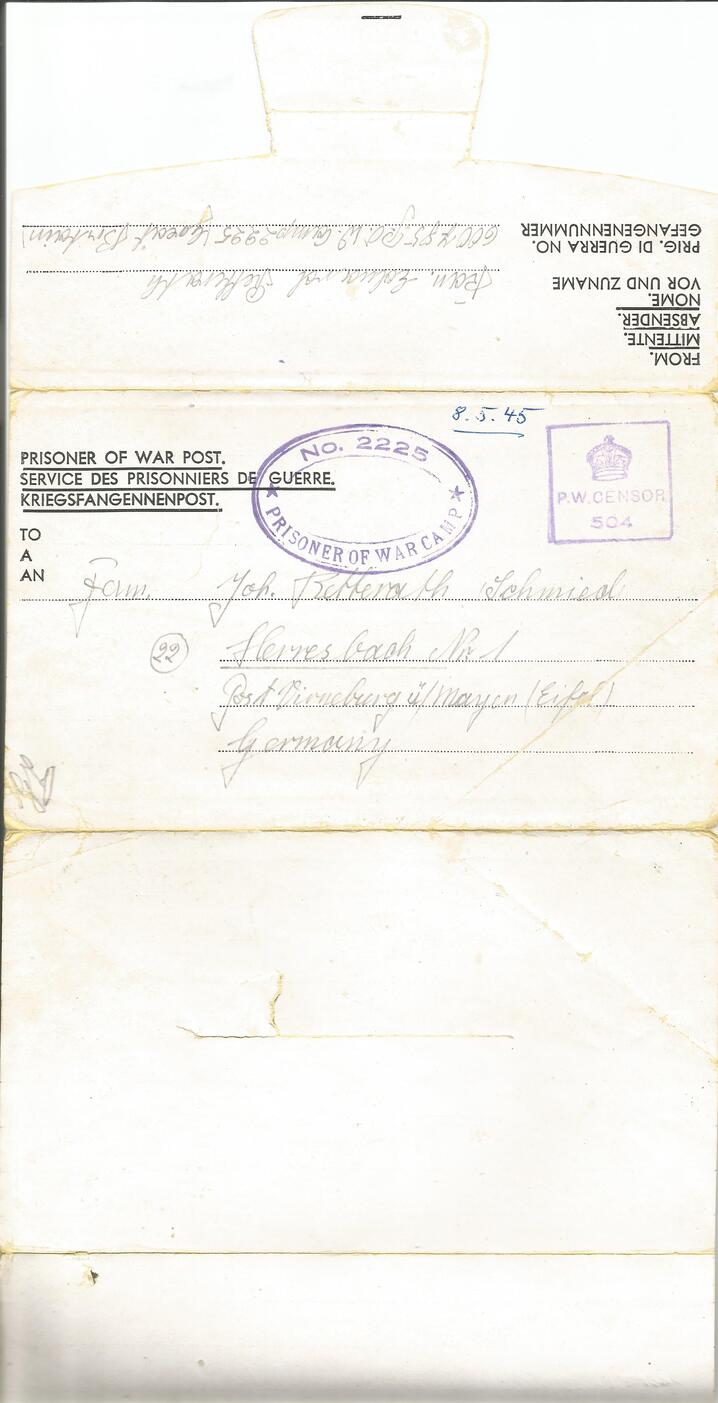 Brief vom 8. Mai 1945