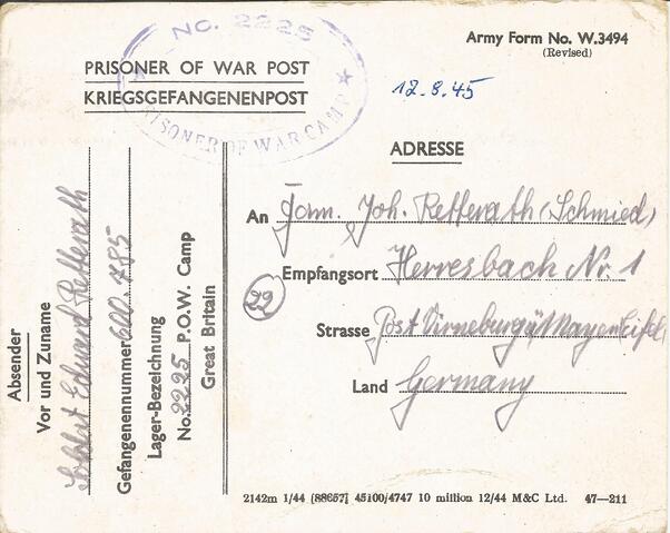 Brief vom 12. August 1945