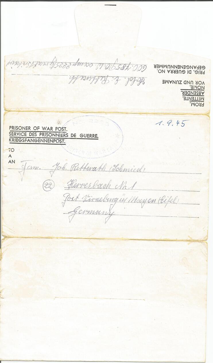 Brief vom 1. September 1945