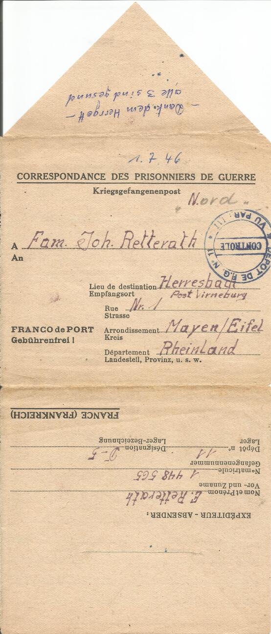 Brief vom 1. Juli 1946