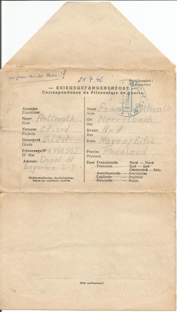 Brief vom 21. Juli 1946