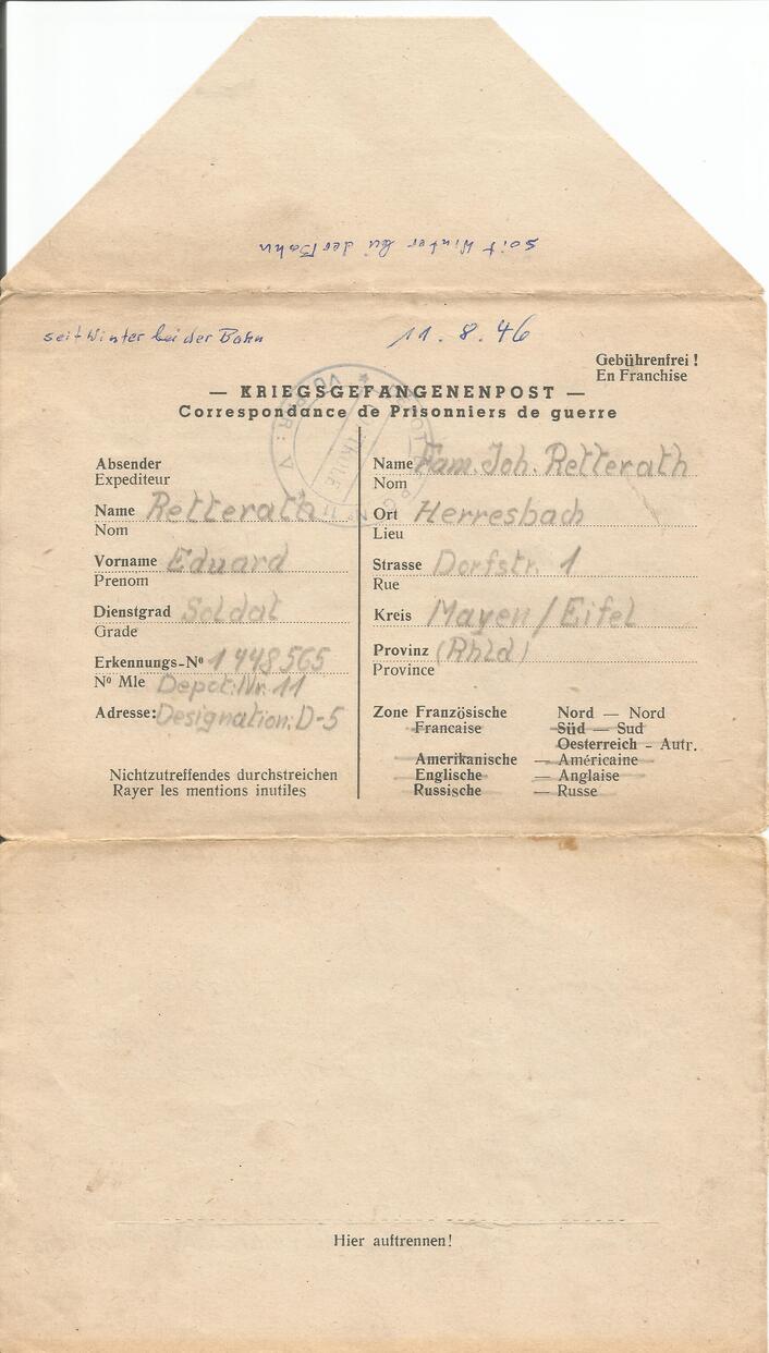 Brief vom 11. August 1946