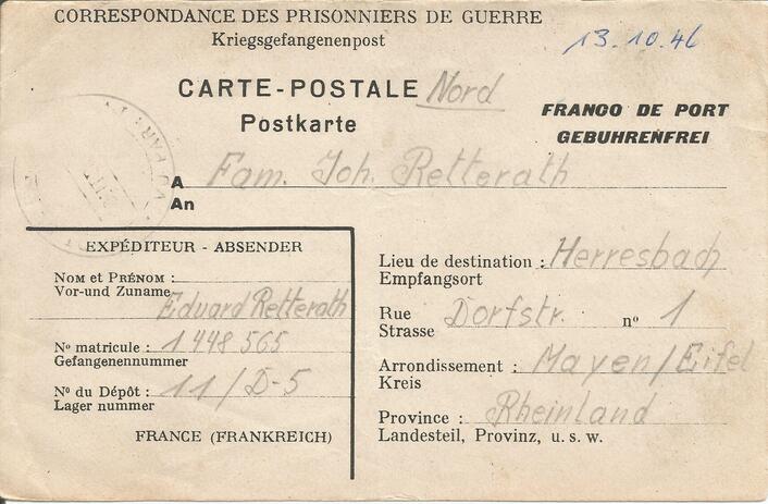 Brief vom 13. Oktober 1946