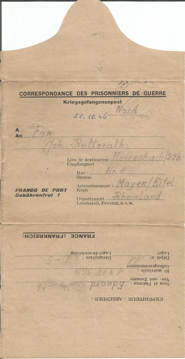 Brief vom 20. Oktober 1946