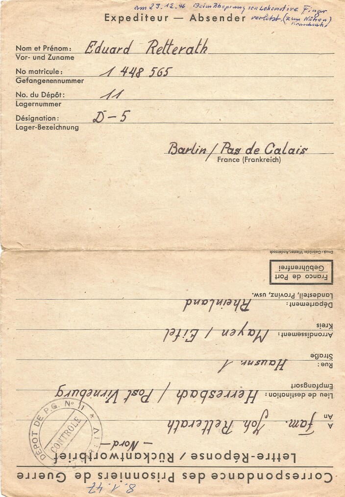 Brief vom 8. Januar 1947