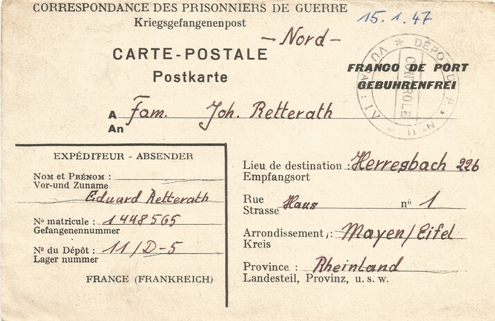 Brief vom 15. Januar 1947