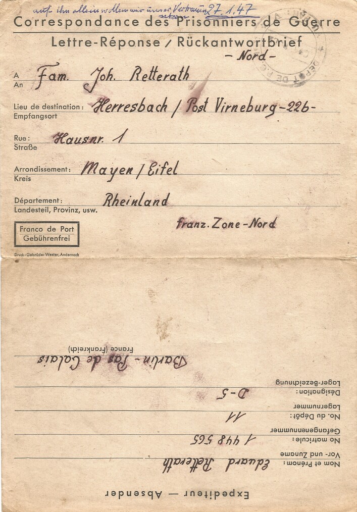 Brief vom 27. Januar 1947