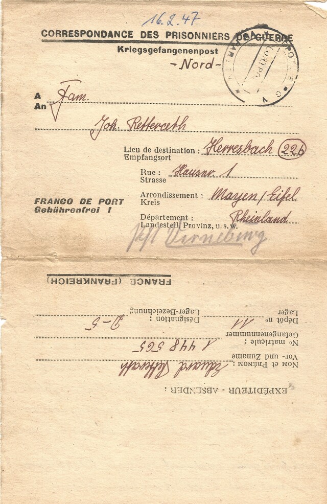 Brief vom 16. Februar 1947