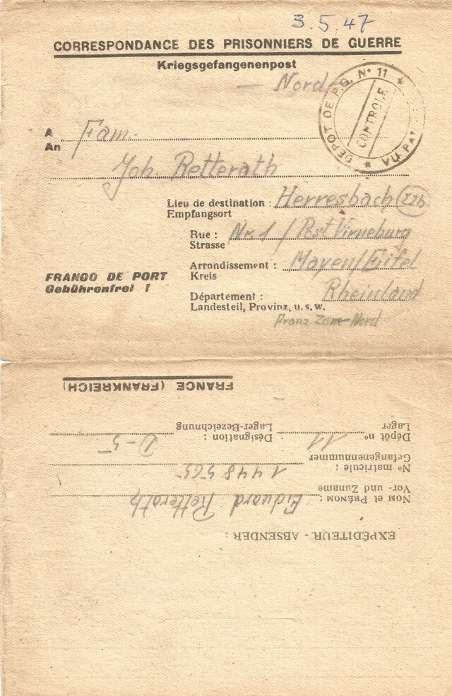 Brief vom 3. Mai 1947