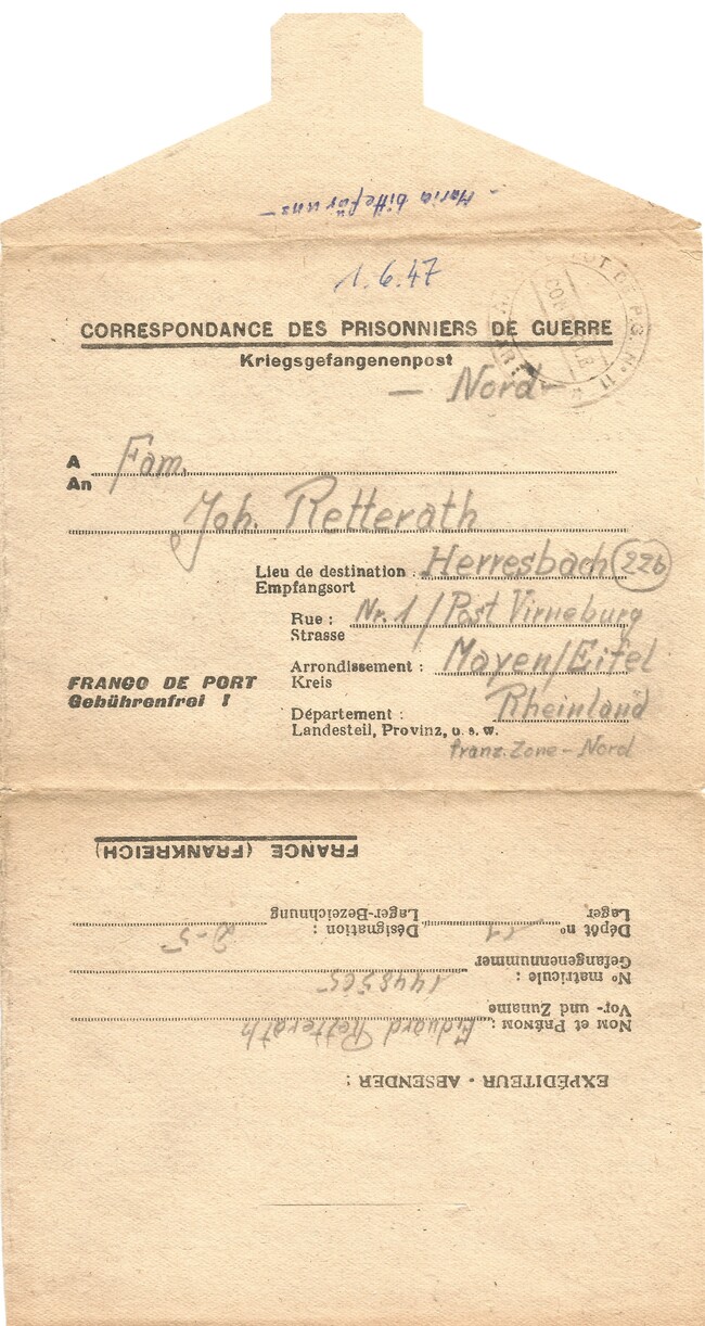 Brief vom 1. Juni 1947