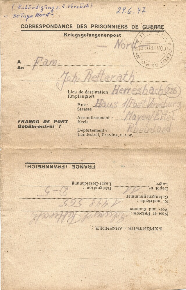 Brief vom 29. Juni 1947