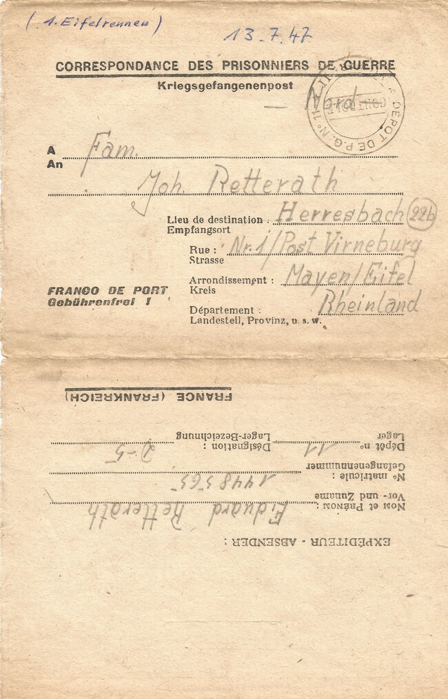 Brief vom 13. Juli 1947
