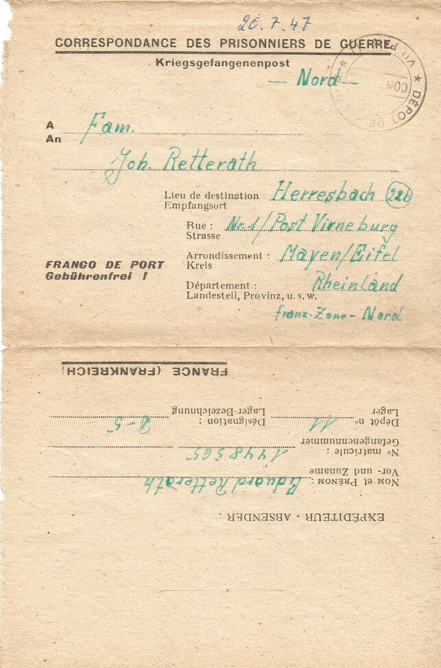 Brief vom 20. Juli 1947