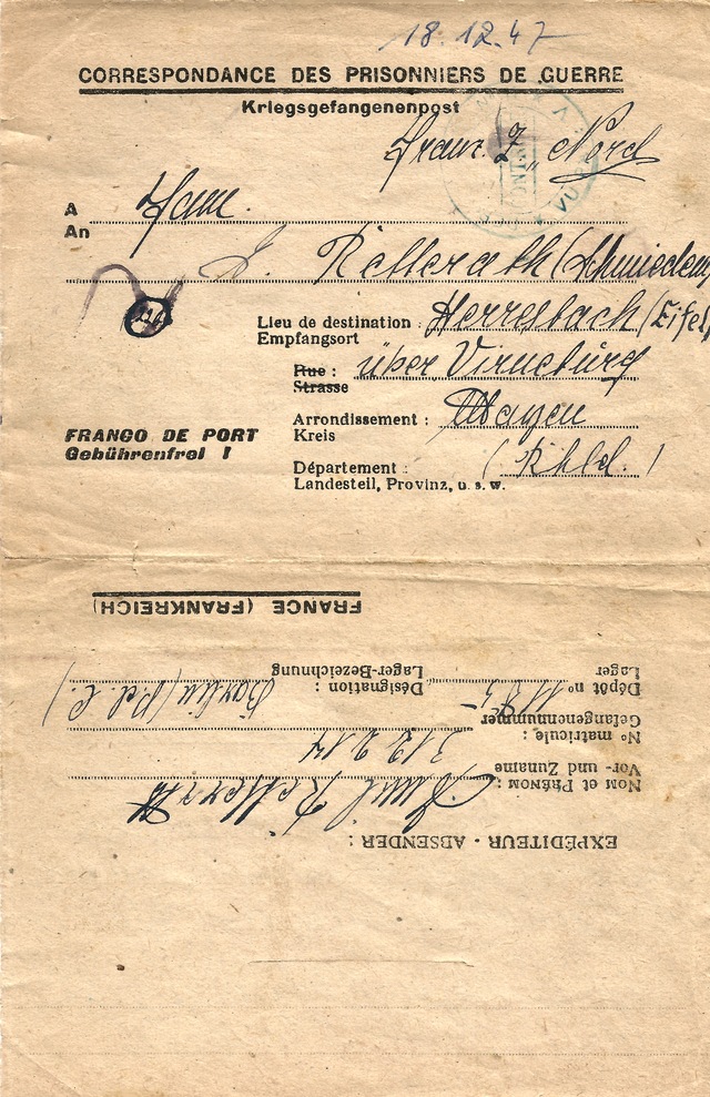 Brief vom 18. Dezember 1947