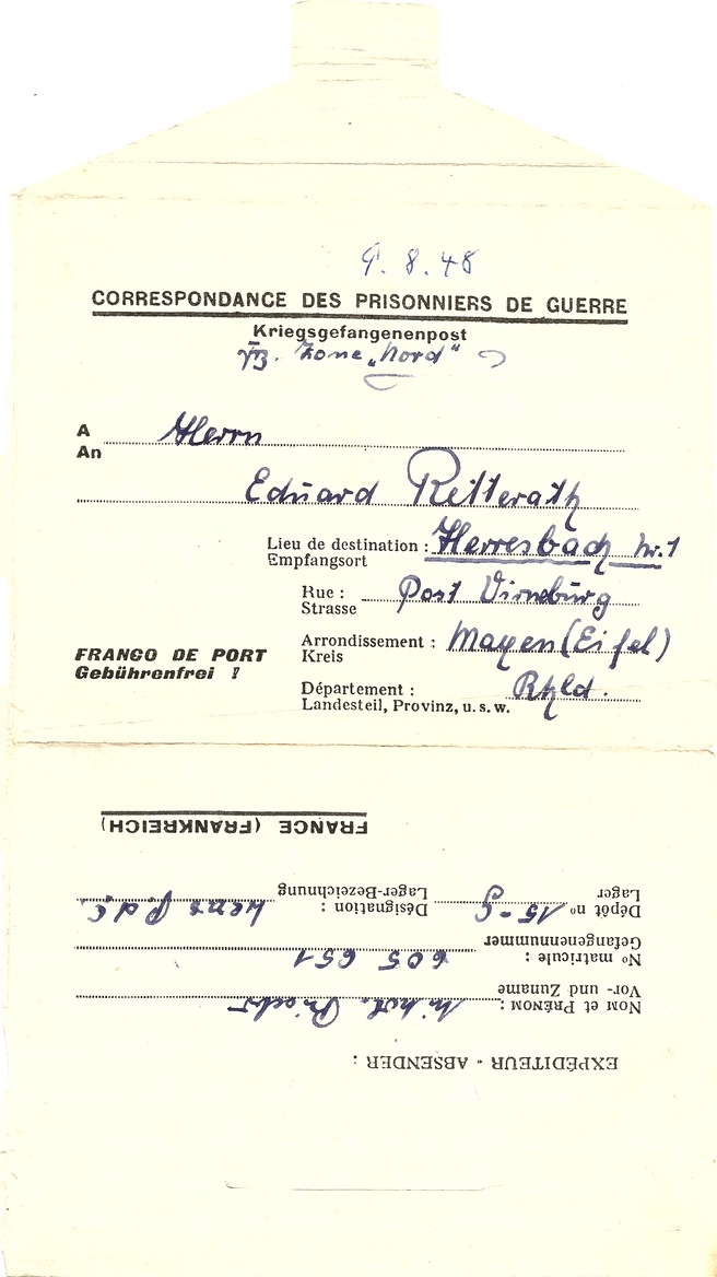 Brief vom 9. August 1948